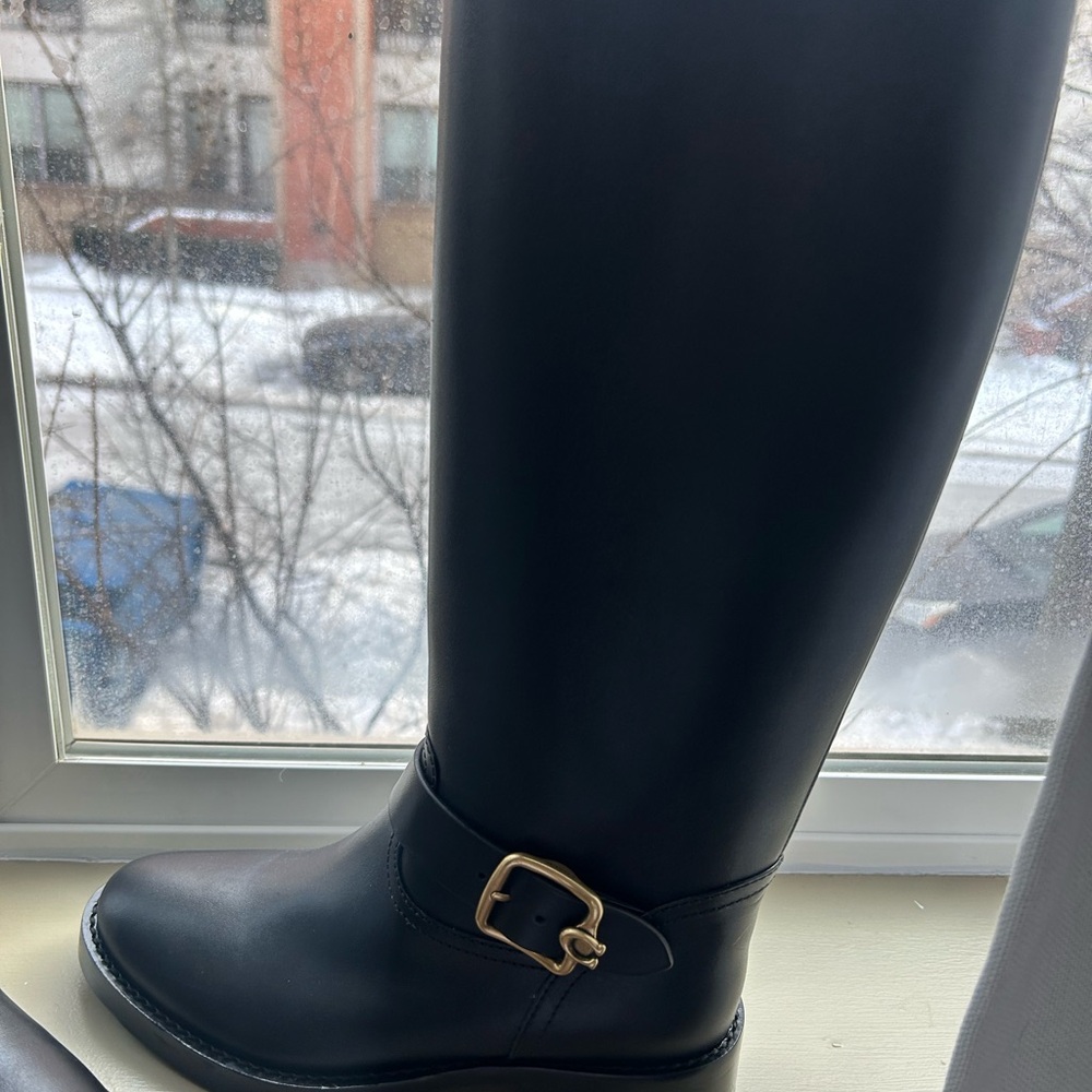 Coach Black Booties with Gold Accent - Picture 2 of 4